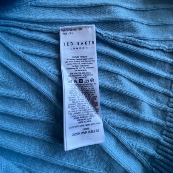 TED BAKER Bubless Extreme Puff Sleeve Knit Cocktail Blue Sweater Jumper Top - Picture 16 of 16